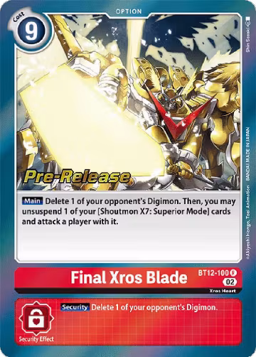 Final Xros Blade (BT12-100 R), Across Time Pre-Release Cards — Digimon card price