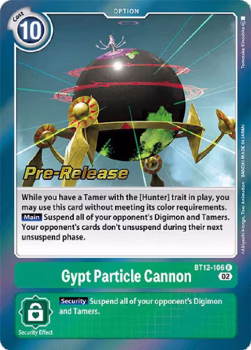 Gypt Particle Cannon (BT12-106 R), Across Time Pre-Release Cards — Digimon card price