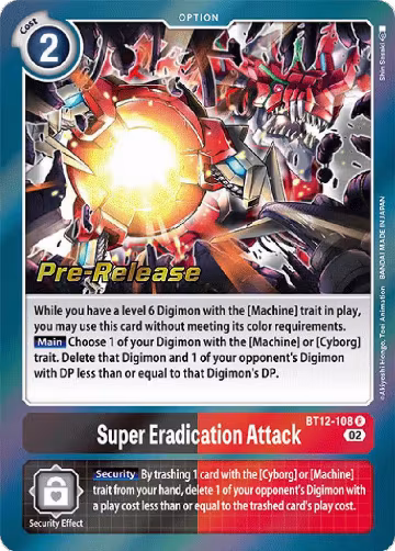 Super Eradication Attack (BT12-108 R), Across Time Pre-Release Cards — Digimon card price