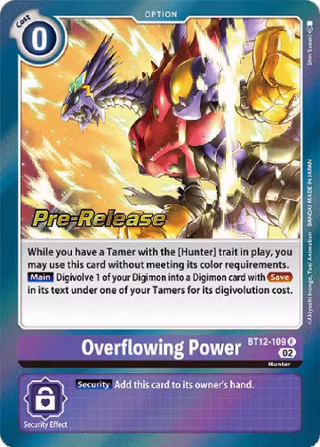 Overflowing Power (BT12-109 R), Across Time Pre-Release Cards — Digimon card price