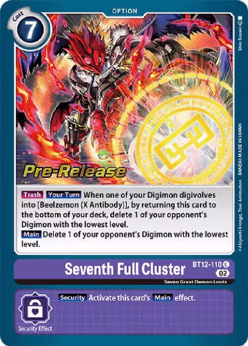 Seventh Full Cluster (BT12-110 U) — card price