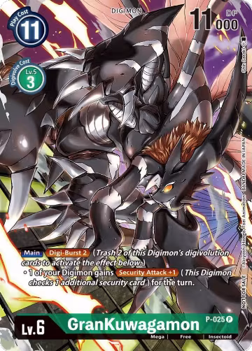 GranKuwagamon - P-025 (Winner Pack Across Time) (P-025 P), Digimon Promotion Cards — Digimon card price