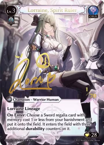 Lorraine, Spirit Ruler (CUR) (006), Dawn of Ashes 1st Edition — Grand Archive card price