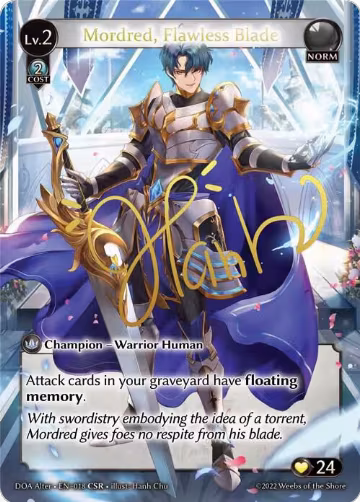 Mordred, Flawless Blade (CSR) (018), Dawn of Ashes Alter Edition — Grand Archive card price