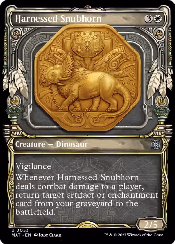 Harnessed Snubhorn (Showcase) (53), March of the Machine: The Aftermath — Magic card price