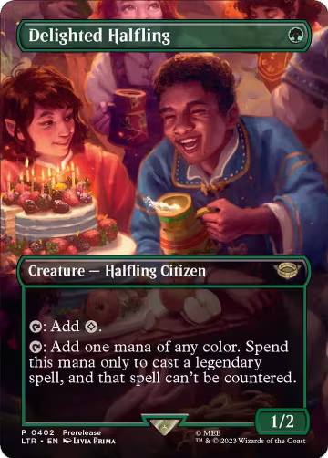 Delighted Halfling (Borderless) (402), Universes Beyond: The Lord of the Rings: Tales of Middle-earth — Magic card price