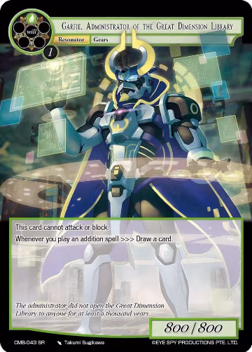 Garfie, Administrator of the Great Dimension Library (CMB-043 SR), Crimson Moon's Battleground — Force of Will card price
