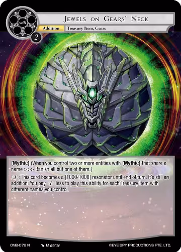 Jewels on Gears' Neck (CMB-078 N), Crimson Moon's Battleground — Force of Will card price