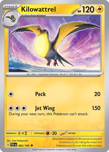 Kilowattrel (082/193), Paldea Evolved — Pokémon card price