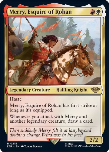 Merry, Esquire of Rohan (215), Universes Beyond: The Lord of the Rings: Tales of Middle-earth — Magic card price