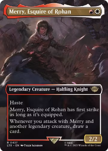 Merry, Esquire of Rohan (Borderless) (437), Universes Beyond: The Lord of the Rings: Tales of Middle-earth — Magic card price