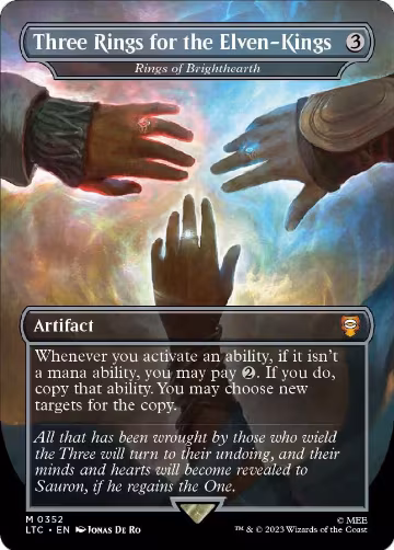 Three Rings for the Elven-Kings - Rings of Brighthearth (Borderless) (352), Commander: The Lord of the Rings: Tales of Middle-earth — Magic card price