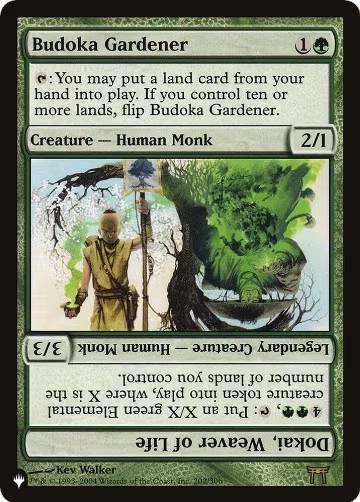 Budoka Gardener // Dokai, Weaver of Life (202/306), The List Reprints — Magic card price