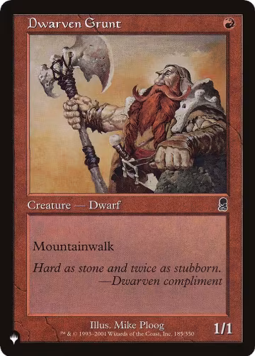 Dwarven Grunt (185/350), The List Reprints — Magic card price