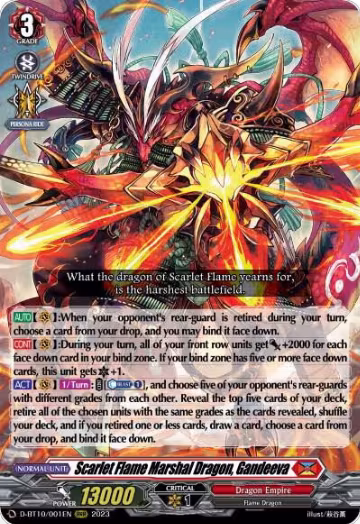 Scarlet Flame Marshal Dragon, Gandeeva (D-BT10/001EN), D-BT10: Dragon Masquerade — Vanguard card price