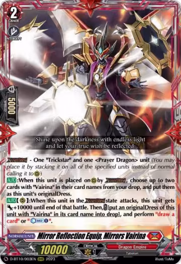 Mirror Reflection Equip, Mirrors Vairina (D-BT10/003EN), D-BT10: Dragon Masquerade — Vanguard card price