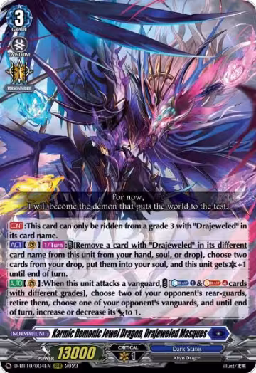 Karmic Demonic Jewel Dragon, Drajeweled Masques (D-BT10/004EN), D-BT10: Dragon Masquerade — Vanguard card price
