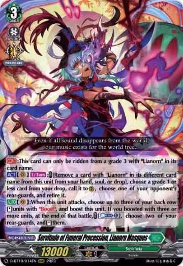Servitude of Funeral Procession, Lianorn Masques (D-BT10/014EN), D-BT10: Dragon Masquerade — Vanguard card price