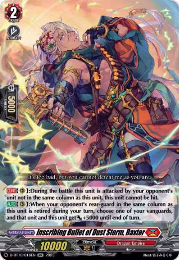 Inscribing Bullet of Dust Storm, Baxter (D-BT10/016EN), D-BT10: Dragon Masquerade — Vanguard card price