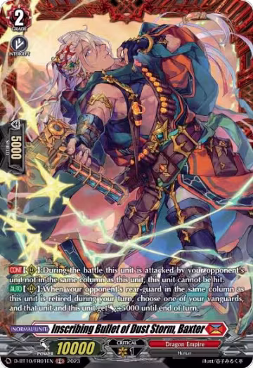 Inscribing Bullet of Dust Storm, Baxter (FR) (D-BT10/FR01EN), D-BT10: Dragon Masquerade — Vanguard card price