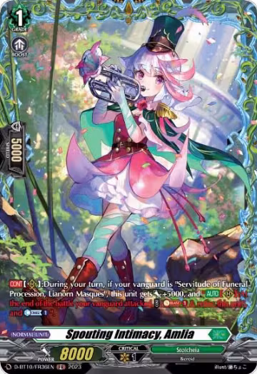 Spouting Intimacy, Amlia (FR) (D-BT10/FR36EN), D-BT10: Dragon Masquerade — Vanguard card price