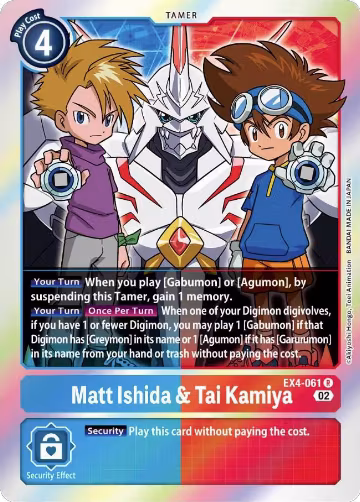 Matt Ishida & Tai Kamiya (EX4-061 R), Alternative Being Booster — Digimon card price