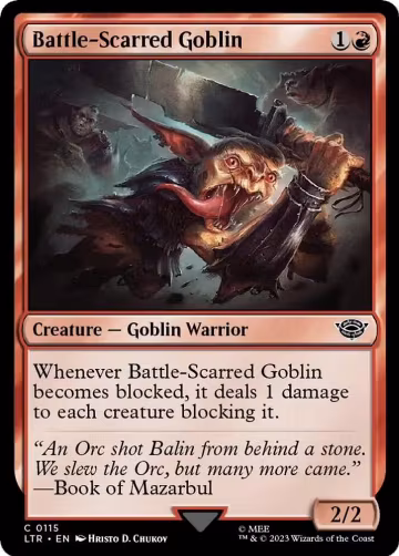 Battle-Scarred Goblin (115), Universes Beyond: The Lord of the Rings: Tales of Middle-earth — Magic card price