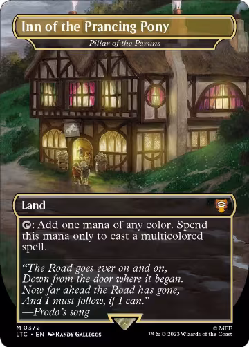 Inn of the Prancing Pony - Pillar of the Paruns (Borderless) (372), Commander: The Lord of the Rings: Tales of Middle-earth — Magic card price
