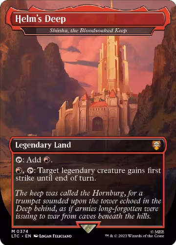 Helm's Deep - Shinka, the Bloodsoaked Keep (Borderless) (374), Commander: The Lord of the Rings: Tales of Middle-earth — Magic card price