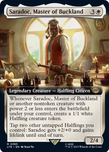 Saradoc, Master of Buckland (Extended Art) (383), Universes Beyond: The Lord of the Rings: Tales of Middle-earth — Magic card price