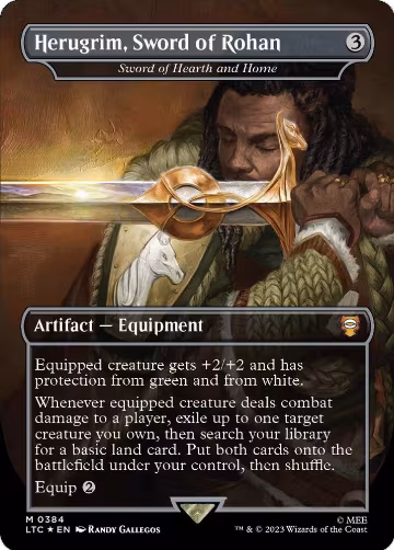Herugrim, Sword of Rohan - Sword of Hearth and Home (Borderless) (Surge Foil) (384), Commander: The Lord of the Rings: Tales of Middle-earth — Magic card price