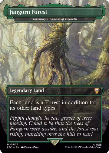 Fangorn Forest - Yavimaya, Cradle of Growth (Borderless) (Surge Foil) (407), Commander: The Lord of the Rings: Tales of Middle-earth — Magic card price