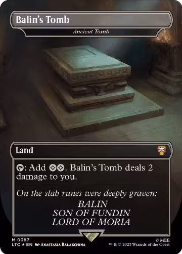 Balin's Tomb - Ancient Tomb (Borderless) (Surge Foil) (387), Commander: The Lord of the Rings: Tales of Middle-earth — Magic card price