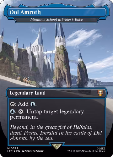 Dol Amroth - Minamo, School at Water's Edge (Borderless) (Surge Foil) (399), Commander: The Lord of the Rings: Tales of Middle-earth — Magic card price