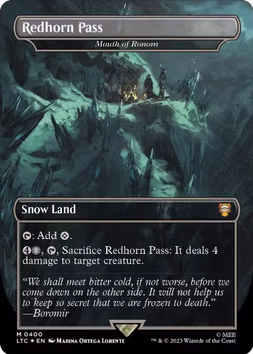 Redhorn Pass - Mouth of Ronom (Borderless) (Surge Foil) (400), Commander: The Lord of the Rings: Tales of Middle-earth — Magic card price