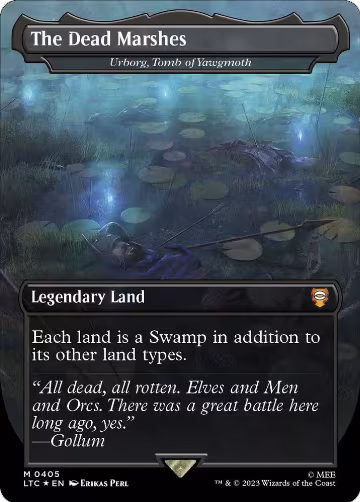The Dead Marshes - Urborg, Tomb of Yawgmoth (Borderless) (Surge Foil) (405), Commander: The Lord of the Rings: Tales of Middle-earth — Magic card price