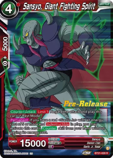 Sansyo, Giant Fighting Spirit (BT21-028), Wild Resurgence Pre-Release Cards — DB Super card price