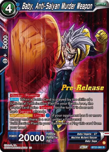Baby, Anti-Saiyan Murder Weapon (BT21-061), Wild Resurgence Pre-Release Cards — DB Super card price