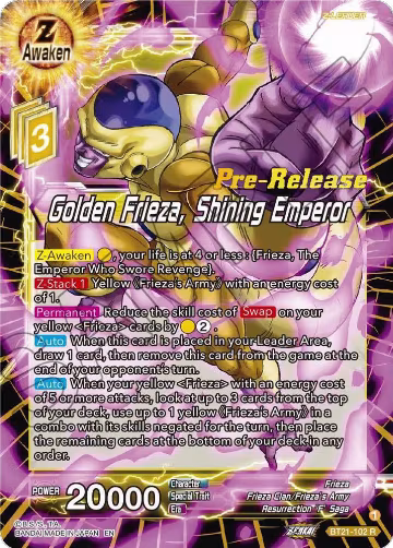 Golden Frieza, Shining Emperor (BT21-102), Wild Resurgence Pre-Release Cards — DB Super card price