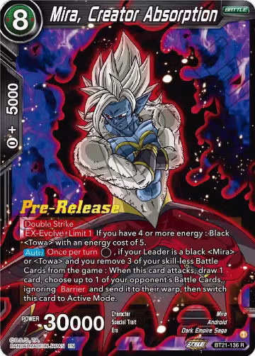 Mira, Creator Absorption (BT21-136), Wild Resurgence Pre-Release Cards — DB Super card price