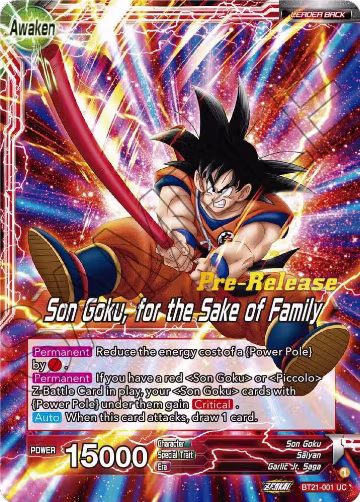 Son Goku // Son Goku, for the Sake of Family (BT21-001) — card price