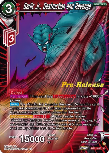 Garlic Jr., Destruction and Revenge (BT21-006), Wild Resurgence Pre-Release Cards — DB Super card price