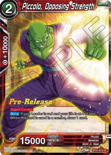 Piccolo, Opposing Strength (BT21-015), Wild Resurgence Pre-Release Cards — DB Super card price