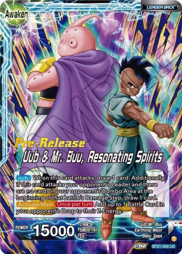 Uub // Uub & Mr. Buu, Resonating Spirits (BT21-034), Wild Resurgence Pre-Release Cards — DB Super card price