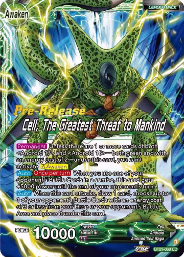 Cell // Cell, The Greatest Threat to Mankind (BT21-068), Wild Resurgence Pre-Release Cards — DB Super card price
