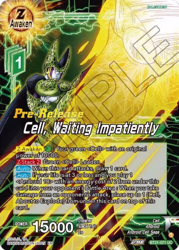 Cell, Waiting Impatiently (BT21-071), Wild Resurgence Pre-Release Cards — DB Super card price