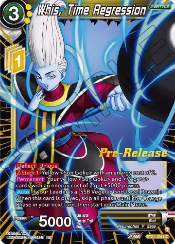 Whis, Time Regression (BT21-104), Wild Resurgence Pre-Release Cards — DB Super card price