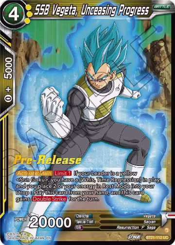 SSB Vegeta, Unceasing Progress (BT21-112), Wild Resurgence Pre-Release Cards — DB Super card price