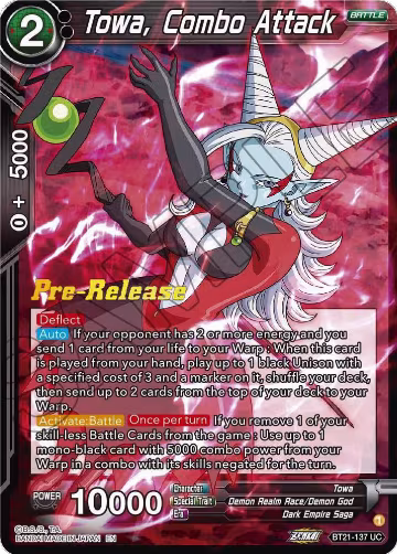 Towa, Combo Attack (BT21-137), Wild Resurgence Pre-Release Cards — DB Super card price
