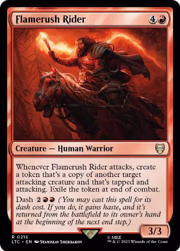 Flamerush Rider (216), Commander: The Lord of the Rings: Tales of Middle-earth — Magic card price